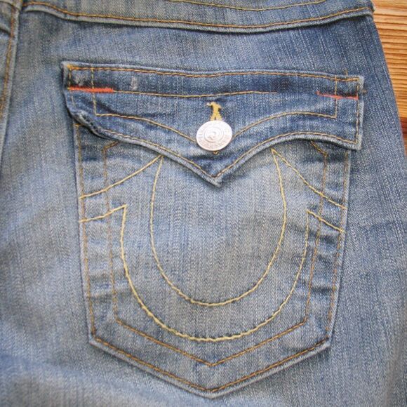 True Religion Blue Women's Cameron  Flap Boyfriend Jeans - Picture 9 of 13